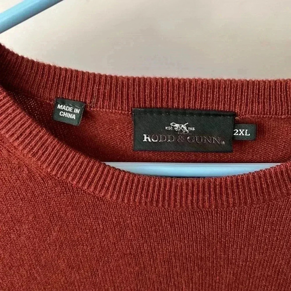 Rodd & Gunn Hilltop Merino Wool & Cashmere Light Rust Crewneck Sweater Size 2 XL - Picture 2 of 6